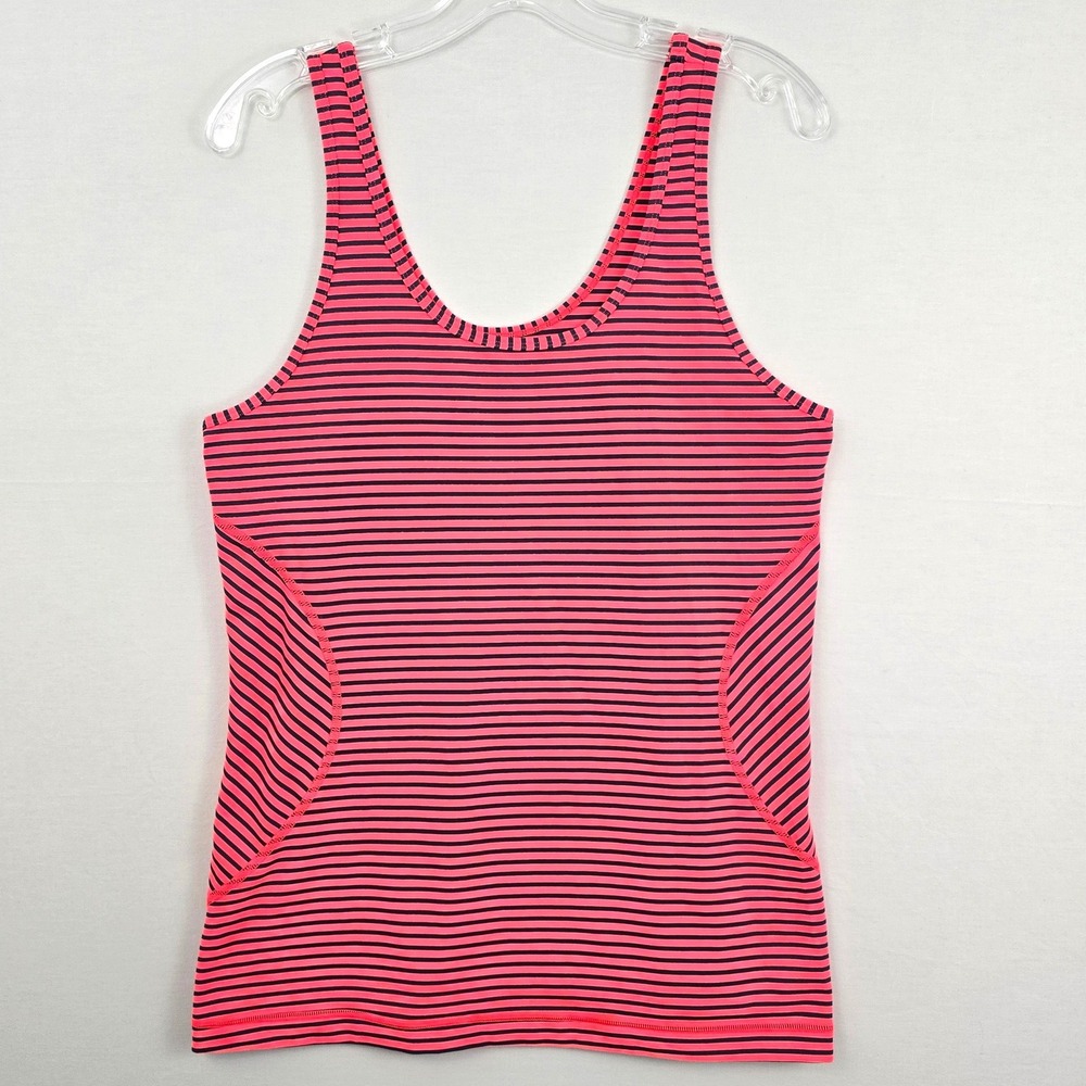 Zella Neon Pink Black Stripe Activewear Tank Top Size XL